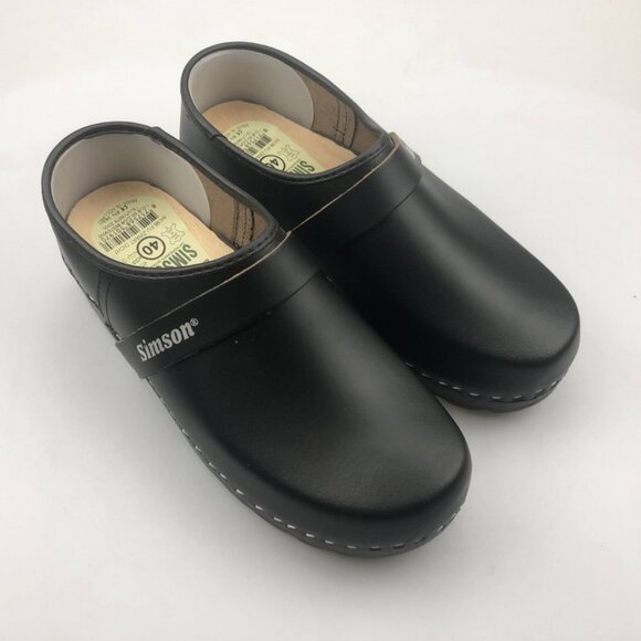 New Black Swedish Style Bohemian Wooden Sole DUTCH Clogs Size EU 40 US 9 Womens - Picture 3 of 15